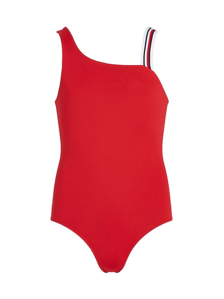 Tommy Hilfiger Red One Shoulder Swimsuit - Image 1 of 2 Tommy Hilfiger Red One Shoulder Swimsuit - Image 1 of 2