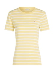 Желтый - Tommy Hilfiger Slim Crew Neck Short Sleeve 100% Cotton T-Shirt - Image 5 of 6