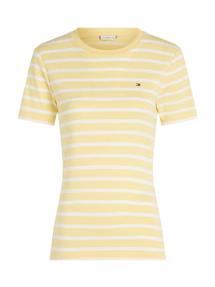 Tommy Hilfiger Yellow Slim Crew Neck Short Sleeve 100% Cotton T-Shirt - Image 5 of 6
