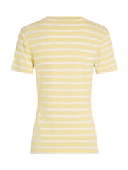Желтый - Tommy Hilfiger Slim Crew Neck Short Sleeve 100% Cotton T-Shirt - Image 6 of 6