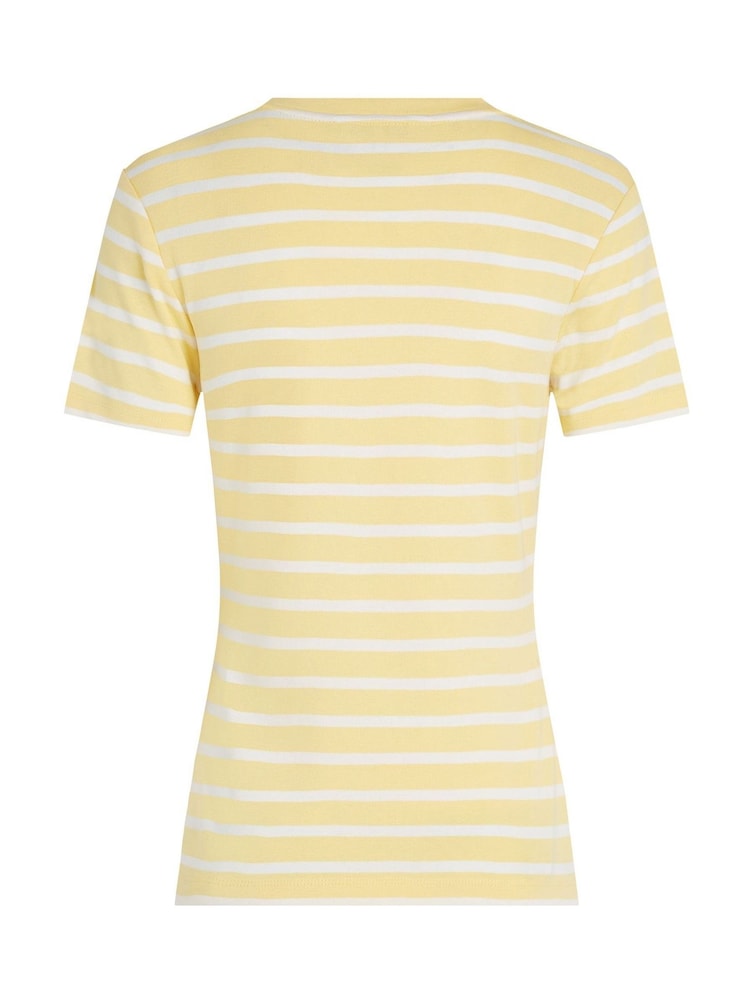 Желтый - Tommy Hilfiger Slim Crew Neck Short Sleeve 100% Cotton T-Shirt - Image 6 of 6