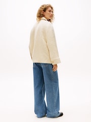 Tommy Hilfiger Cream Sofia Richie Grainge Sherpa Overshirt Jacket - Image 3 of 4
