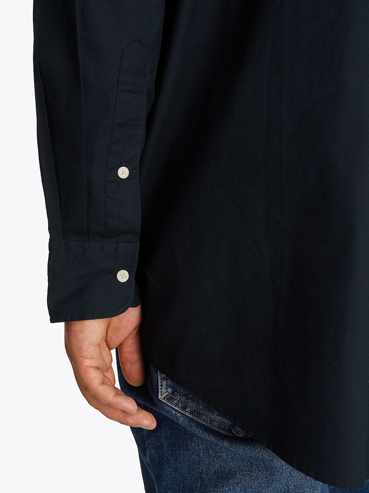 Tommy Hilfiger Dark Blue Regular Fit Plus Flex Poplin 100% Cotton Shirt - Image 4 of 6