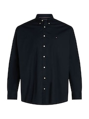 Tommy Hilfiger Dark Blue Regular Fit Plus Flex Poplin 100% Cotton Shirt - Image 5 of 6