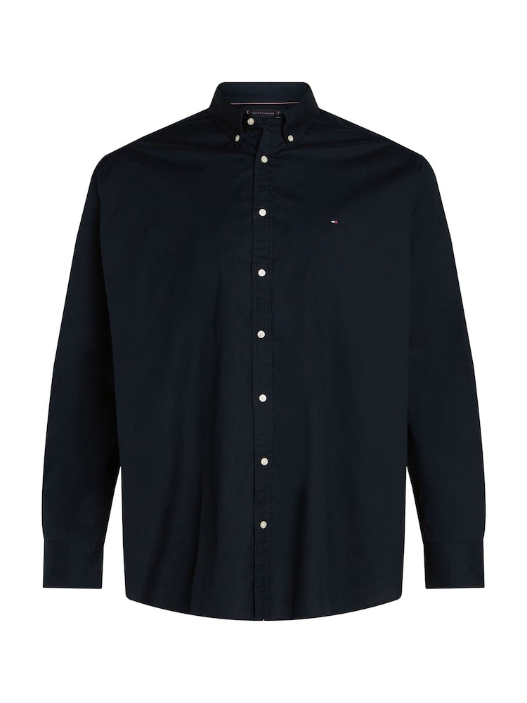 Tommy Hilfiger Dark Blue Regular Fit Plus Flex Poplin 100% Cotton Shirt - Image 5 of 6