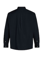 Tommy Hilfiger Dark Blue Regular Fit Plus Flex Poplin 100% Cotton Shirt - Image 6 of 6