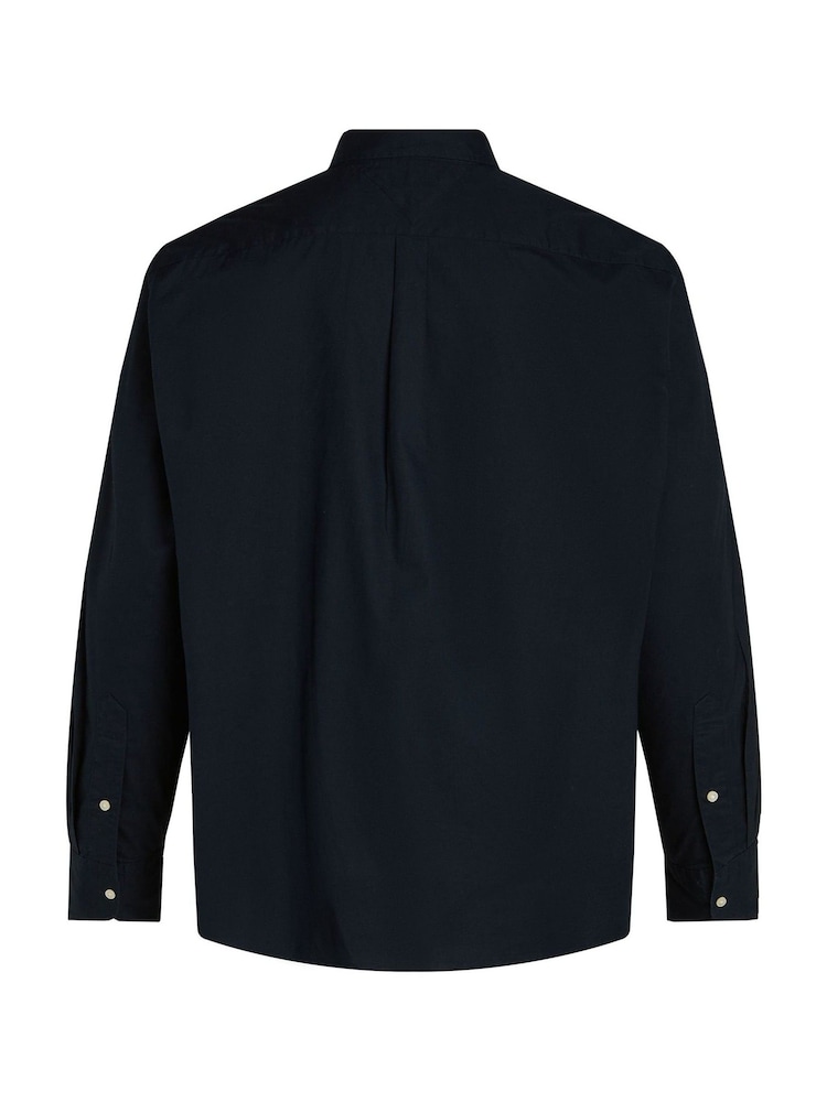Tommy Hilfiger Dark Blue Regular Fit Plus Flex Poplin 100% Cotton Shirt - Image 6 of 6