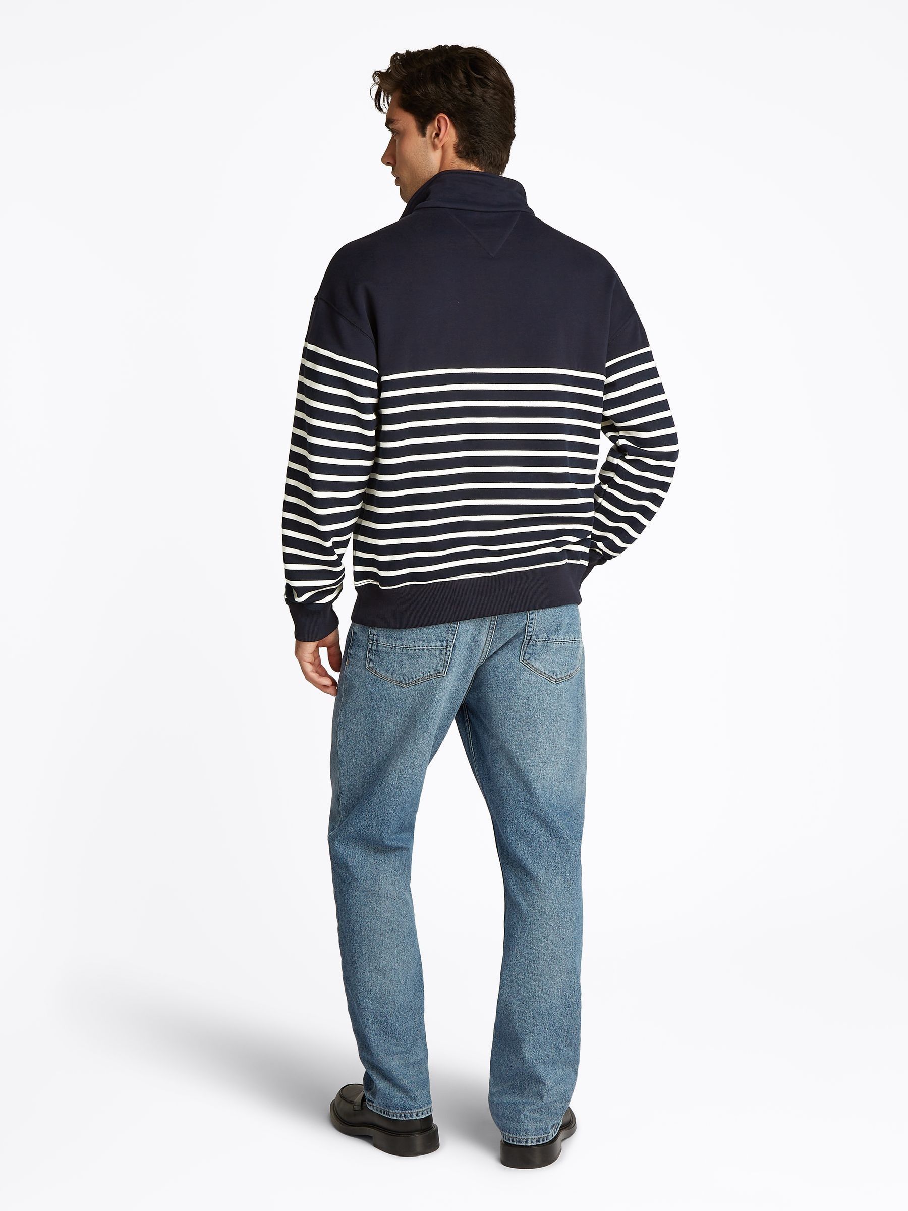 Buy Tommy Hilfiger White Stripe Quarter Zip Sweatshirt from