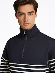 Tommy Hilfiger White Stripe Quarter Zip Sweatshirt - Image 5 of 8