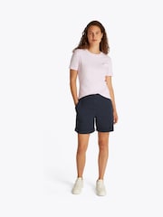 Розовый - Tommy Hilfiger Slim Crew Neck Short Sleeve 100% Cotton T-Shirt - Image 2 of 6