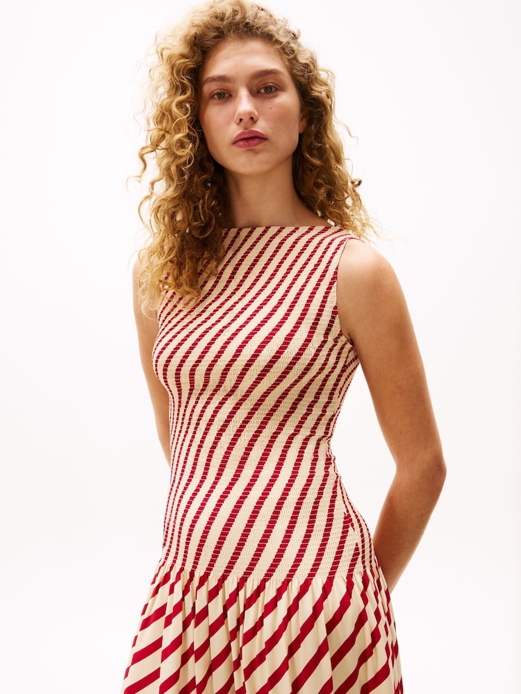 Tommy Hilfiger Red Fluid Stripe Dress - Image 3 of 4