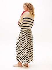 Tommy Hilfiger Cream x Sofia Richie Grainge Breton Strip Maxi Fluid Skirt - Image 4 of 7
