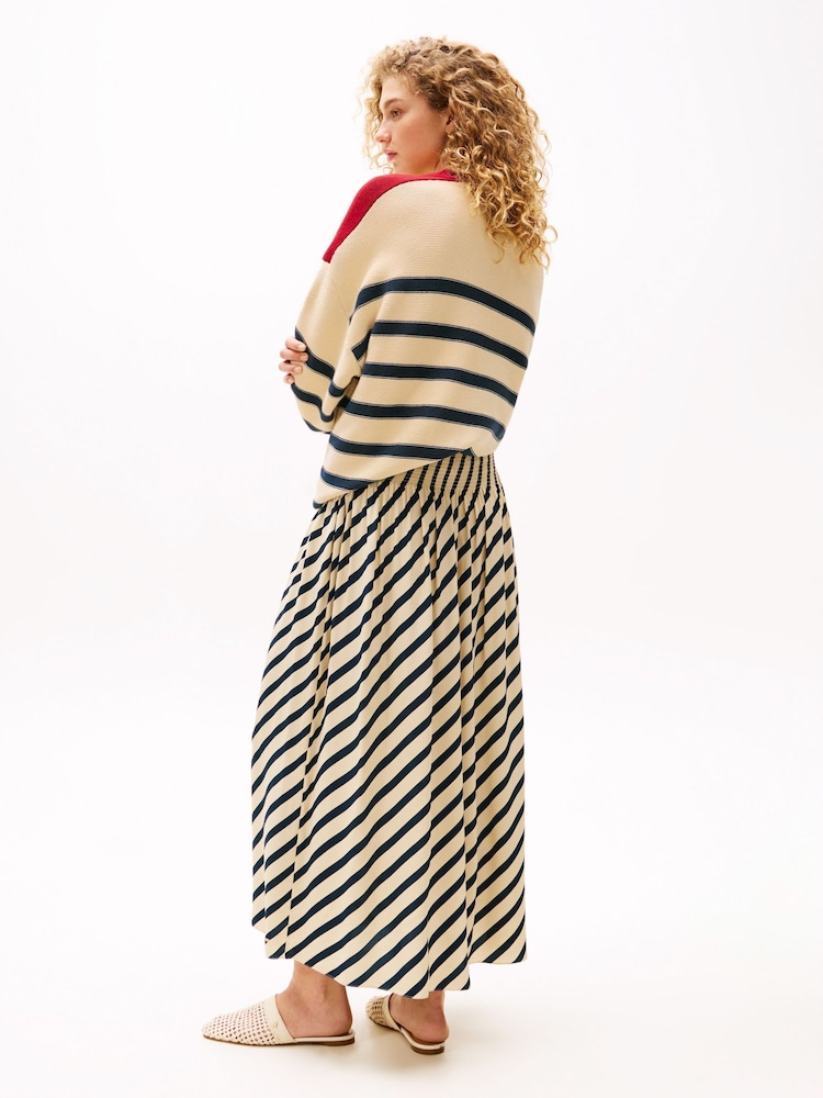 Tommy Hilfiger Cream x Sofia Richie Grainge Breton Strip Maxi Fluid Skirt - Image 4 of 7