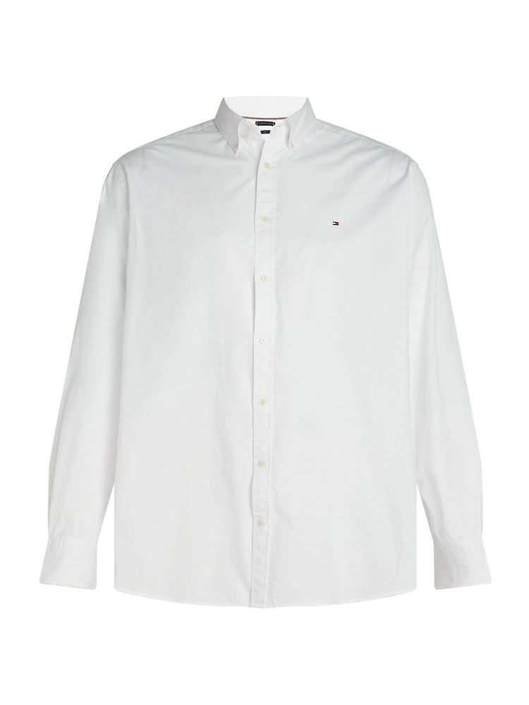 Tommy Hilfiger White Regular Fit Plus Flex Poplin 100% Cotton Shirt - Image 5 of 6