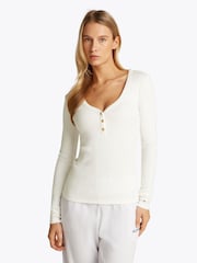Tommy Hilfiger White Slim Long Sleeve Henley Top - Image 1 of 6