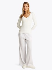 Tommy Hilfiger White Slim Long Sleeve Henley Top - Image 2 of 6