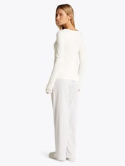 Tommy Hilfiger White Slim Long Sleeve Henley Top - Image 3 of 6