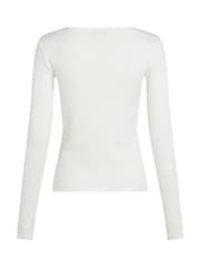 Tommy Hilfiger White Slim Long Sleeve Henley Top - Image 6 of 6