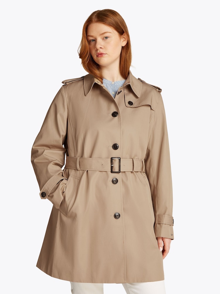 Tommy Hilfiger Brown Cirve Heritage Single Breasted Trench Coat - Image 1 of 6