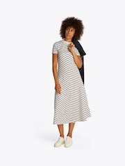 Tommy Hilfiger White Modern Fit & Flare Midi 100% Cotton Dress - Image 1 of 4