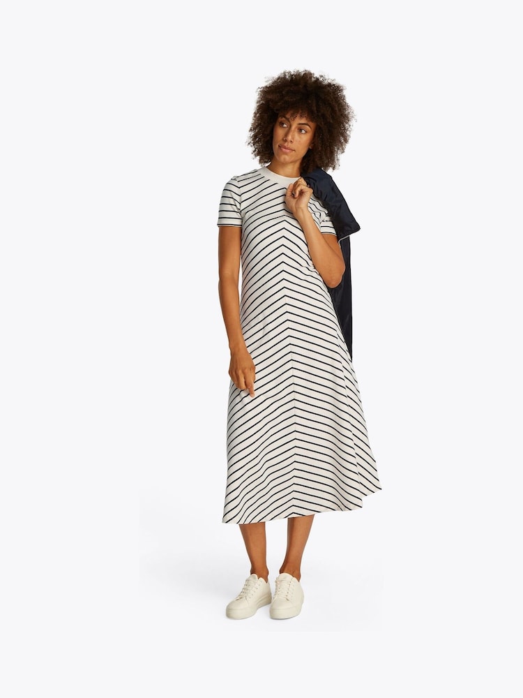 Tommy Hilfiger White Modern Fit & Flare Midi 100% Cotton Dress - Image 1 of 4