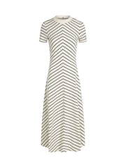 Tommy Hilfiger White Modern Fit & Flare Midi 100% Cotton Dress - Image 3 of 4