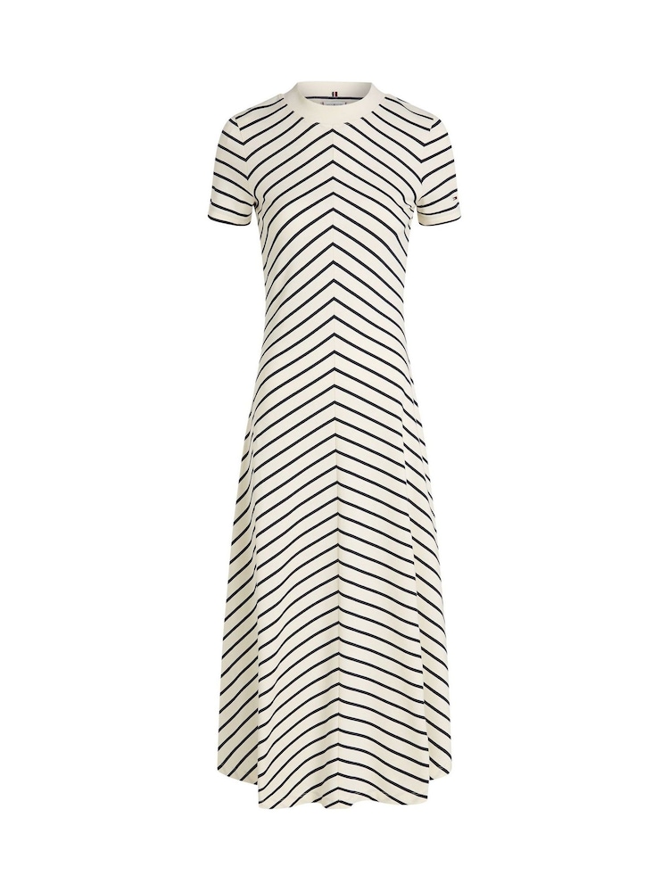 Tommy Hilfiger White Modern Fit & Flare Midi 100% Cotton Dress - Image 3 of 4