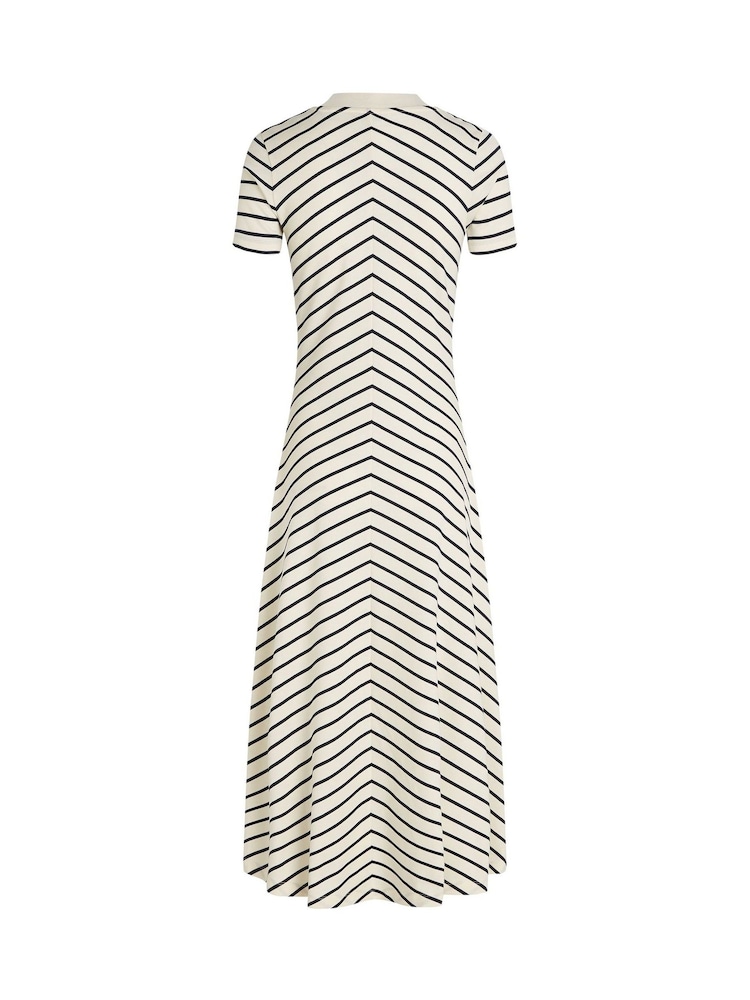 Tommy Hilfiger White Modern Fit & Flare Midi 100% Cotton Dress - Image 4 of 4