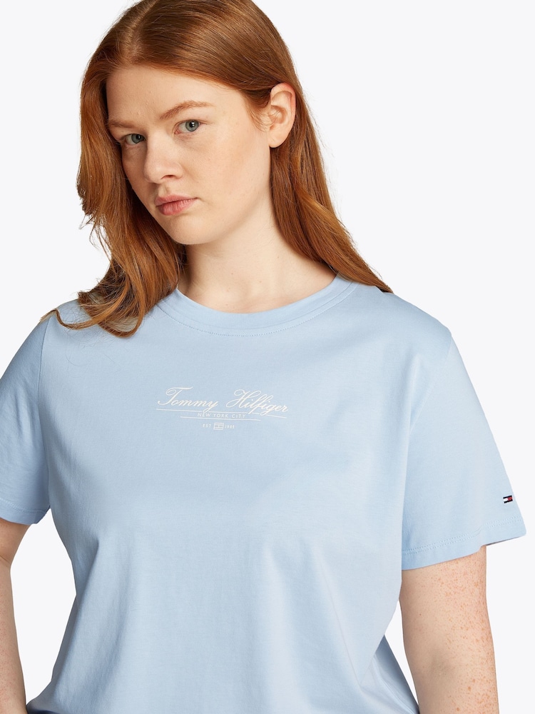 Синий - Tommy Hilfiger футболка из 100% хлопка классического кроя Curve - Изображение 2 из 6