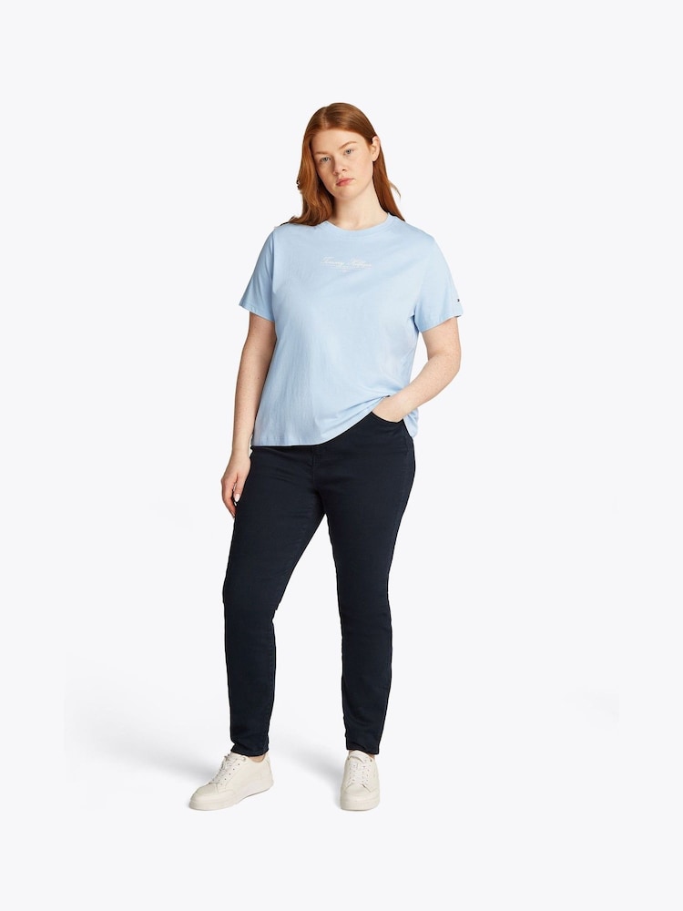 Tommy Hilfiger Blue Regular Fit Curve 100% Cotton T-Shirt - Image 3 of 6