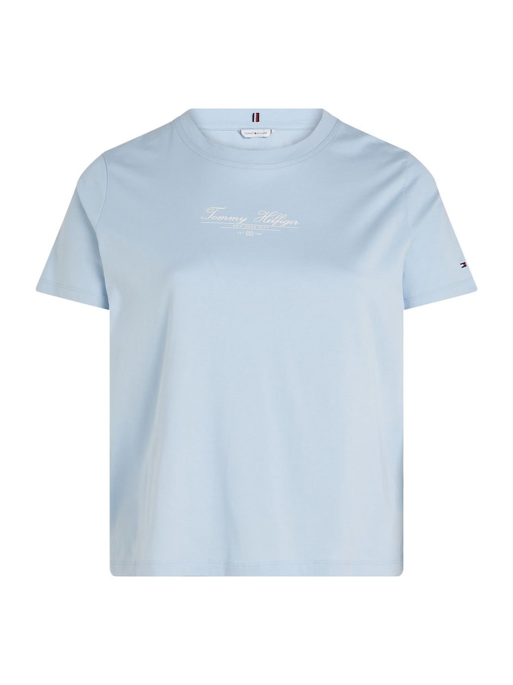 Tommy Hilfiger Blue Regular Fit Curve 100% Cotton T-Shirt - Image 5 of 6