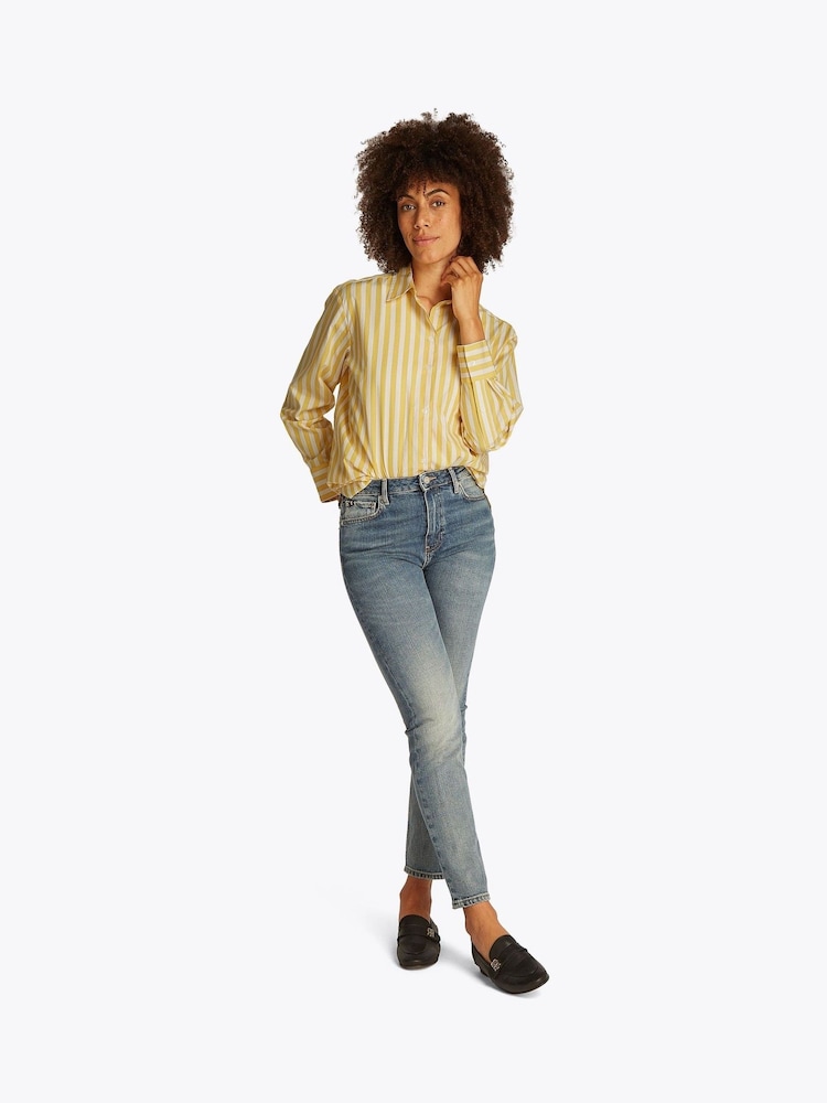 Tommy Hilfiger Yellow Easy Fit Essential 100% Cotton Poplin Shirt - Image 2 of 6