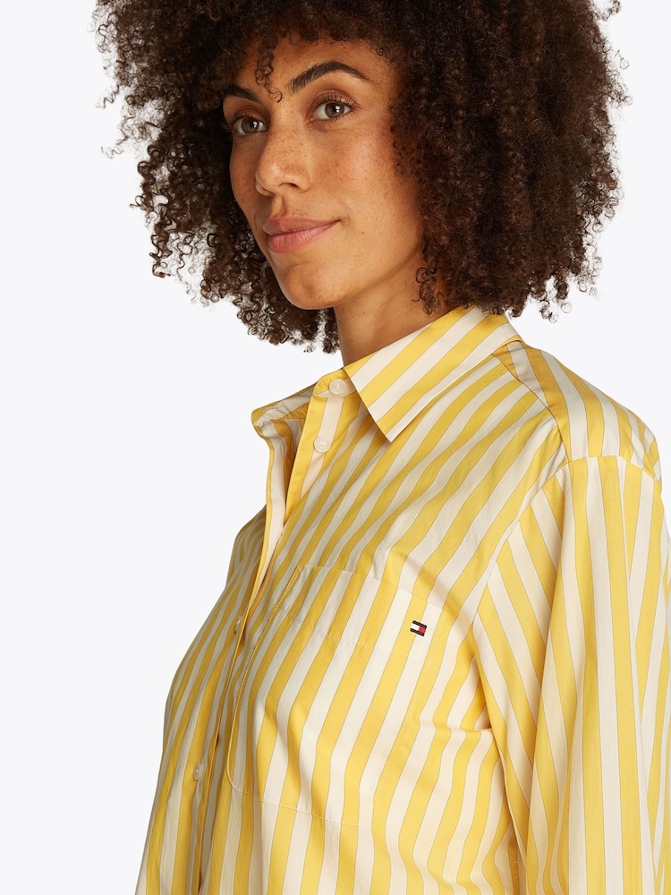 Tommy Hilfiger Yellow Easy Fit Essential 100% Cotton Poplin Shirt - Image 4 of 6