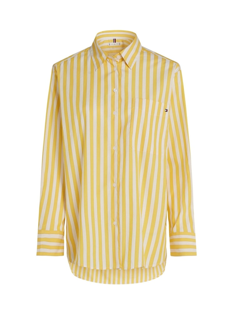 Tommy Hilfiger Yellow Easy Fit Essential 100% Cotton Poplin Shirt - Image 5 of 6