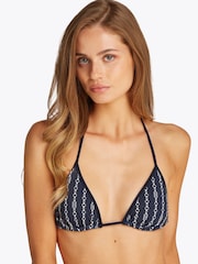 Tommy Hilfiger Blue Print Triangle Bikini Top With Removable Pads - Image 4 of 5