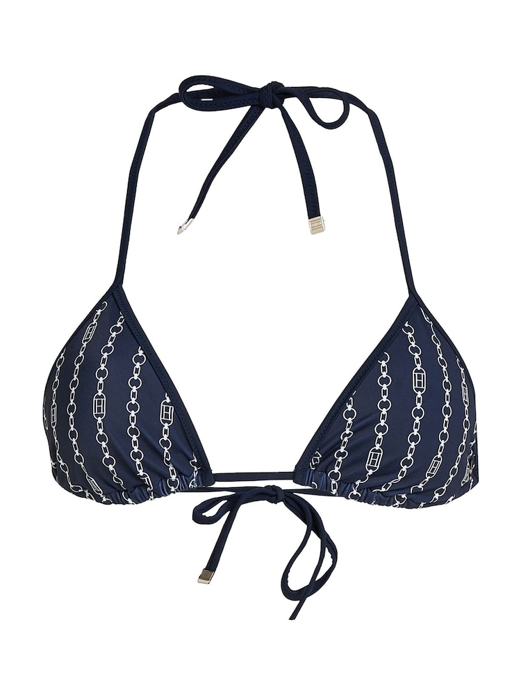 Tommy Hilfiger Blue Print Triangle Bikini Top With Removable Pads - Image 5 of 5