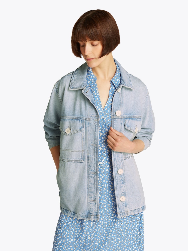 Tommy Hilfiger Oversized Denim Utility Jacket - Image 1 of 6