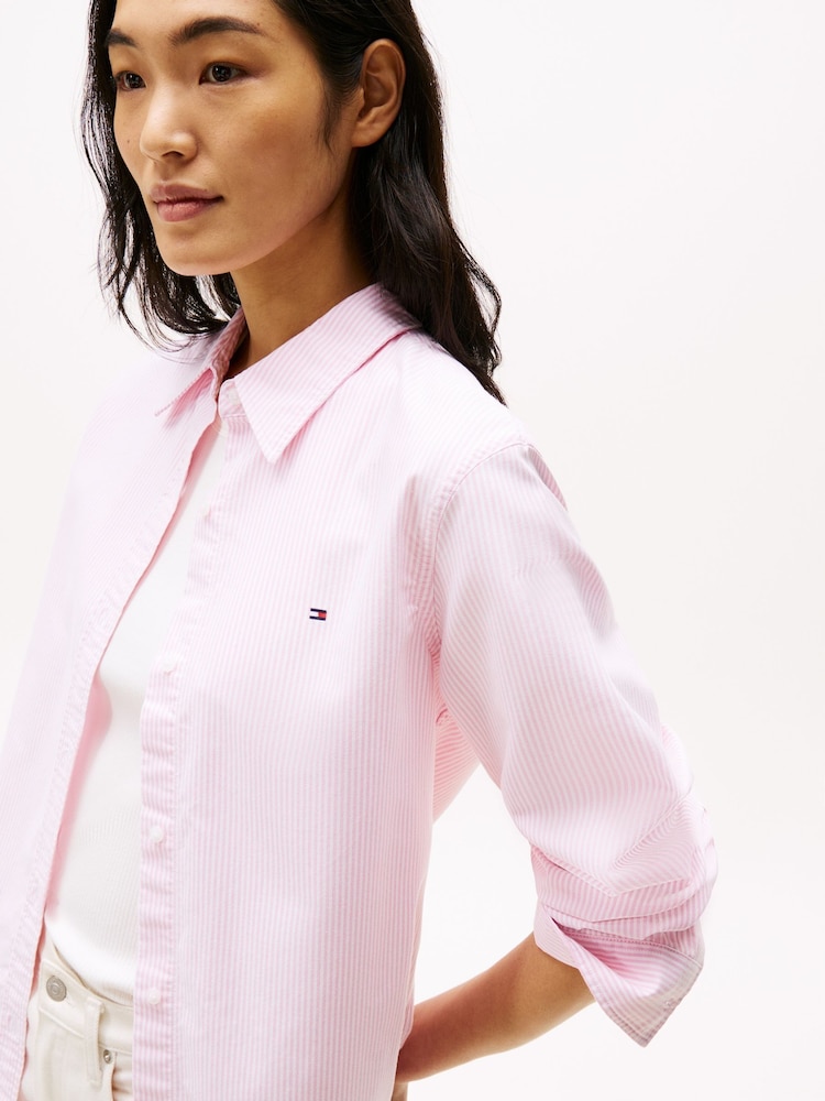 Tommy Hilfiger Pink Relaxed 100% Cotton Oxford Shirt - Image 4 of 4