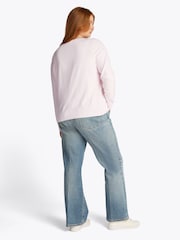 Tommy Hilfiger Pink Curve Cotton Jersey Stitch Boat Neck Jumper - Image 3 of 6