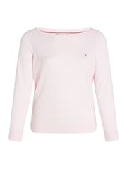 Tommy Hilfiger Pink Curve Cotton Jersey Stitch Boat Neck Jumper - Image 5 of 6