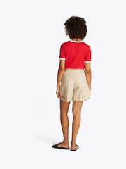 Tommy Hilfiger Brown Linen Mix Pleated Shorts - Image 3 of 6