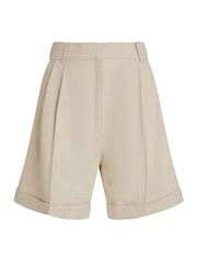 Tommy Hilfiger Brown Linen Mix Pleated Shorts - Image 5 of 6