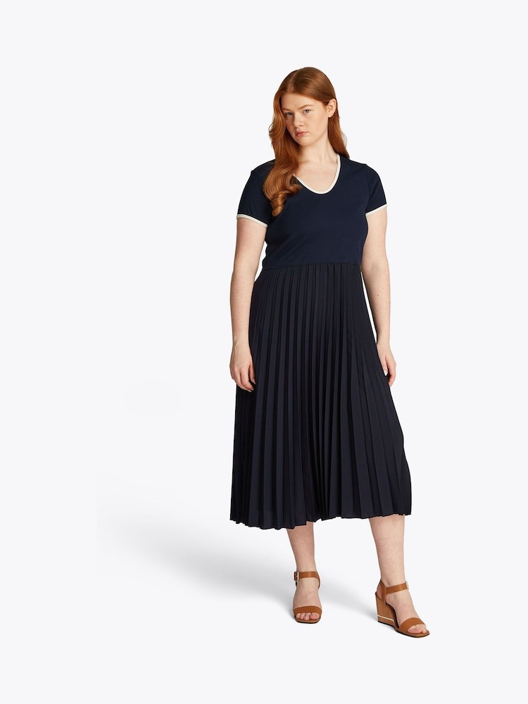 Tommy Hilfiger Blue Curve Contrast Soft V-Neck Dress - Image 1 of 6