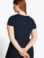 Tommy Hilfiger Blue Curve Contrast Soft V-Neck Dress - Image 4 of 6