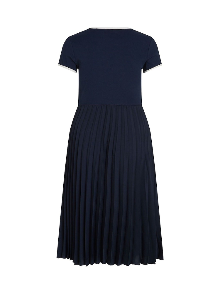 Tommy Hilfiger Blue Curve Contrast Soft V-Neck Dress - Image 6 of 6