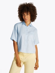 Tommy Hilfiger Blue Linen Short Sleeve 100% Linen Shirt - Image 1 of 6