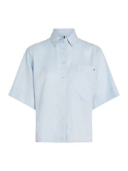 Tommy Hilfiger Blue Linen Short Sleeve 100% Linen Shirt - Image 5 of 6