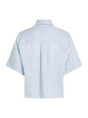 Tommy Hilfiger Blue Linen Short Sleeve 100% Linen Shirt - Image 6 of 6