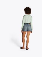 Tommy Hilfiger Blue Denim Mini Flare Shorts - Image 3 of 7