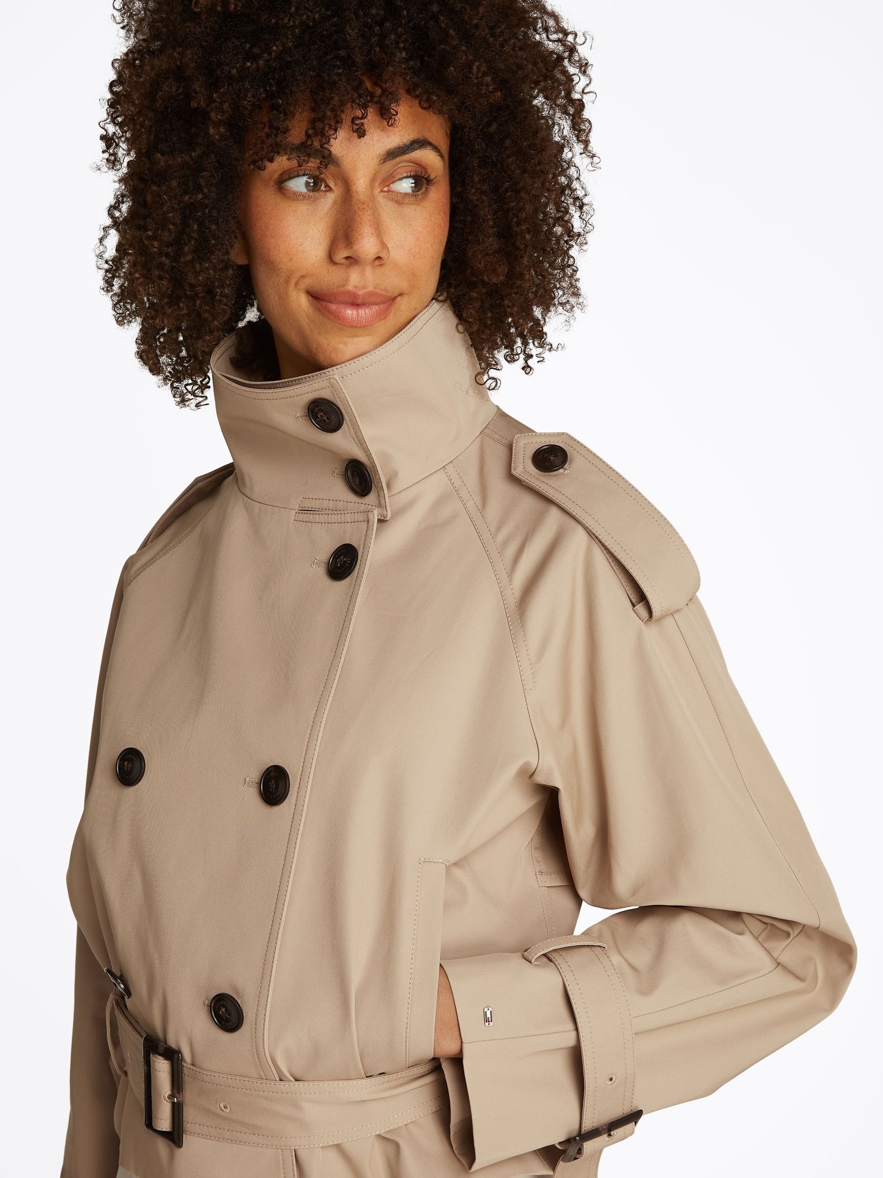 Buy Tommy Hilfiger Brown 100% Cotton Crop Trench Jacket from Next